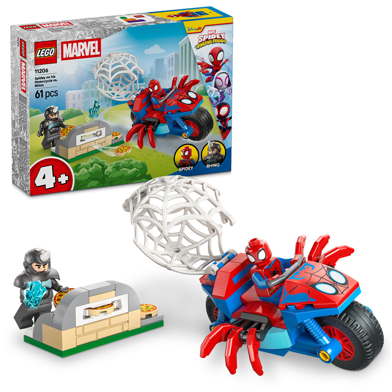 Stavebnica LEGO® Marvel Spidey a jeho úžasní priatelia 11206 Spidey na motorke vs. Rhino