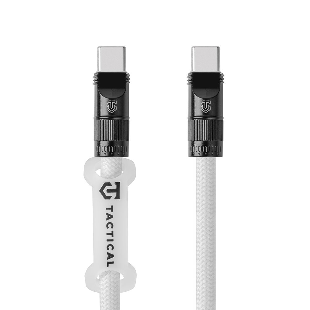 Nabíjacie koncovky USB-C pri popruhu Tactical Wire Snake USB-C/USB-C 1,2m - biely