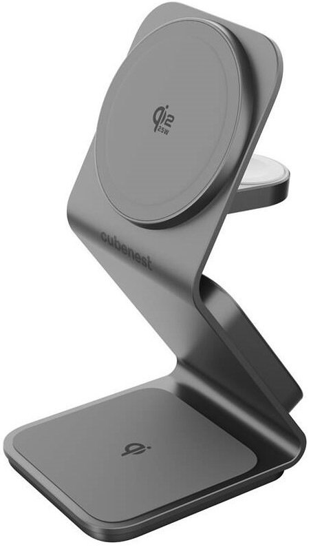 Bezdrôtová nabíjačka Cubenest SQ314 Qi2.2 3v1 s MagSafe sivá