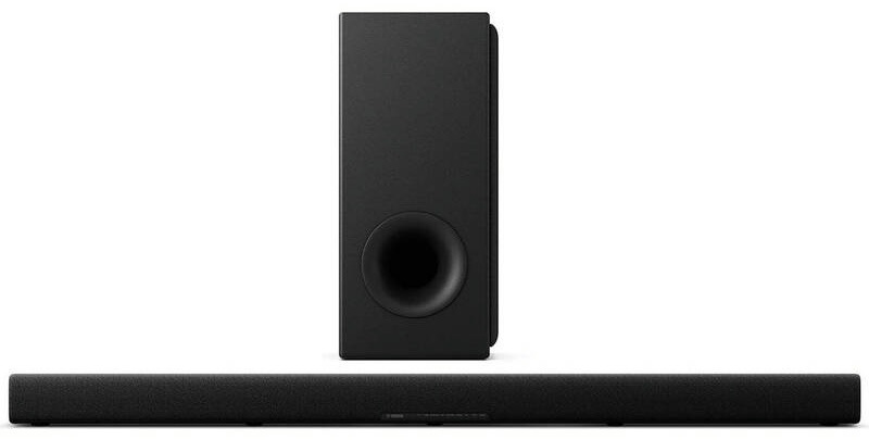 Soundbar Yamaha True X Surround 50A (set) čierny detail bezdrôtového subwoofera yamaha true x surround 50a s bassreflexovým otvorom v čiernej farbe