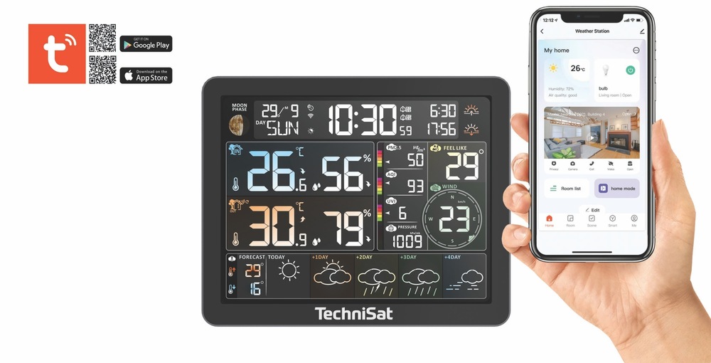 Meteorologická stanica Technisat IMETEO 800 čierna Meteostanica Technisat IMETEO 800 Tuya s mobilnou aplikáciou