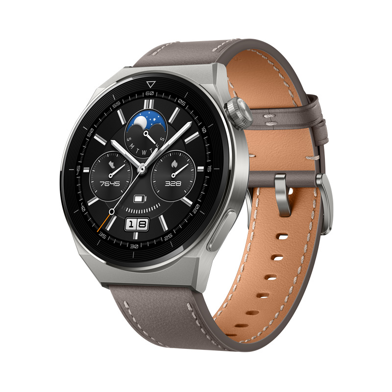 Inteligentné hodinky Huawei Watch GT 3 Pro 46 mm - Light Titanium Case + Gray Leather Strap