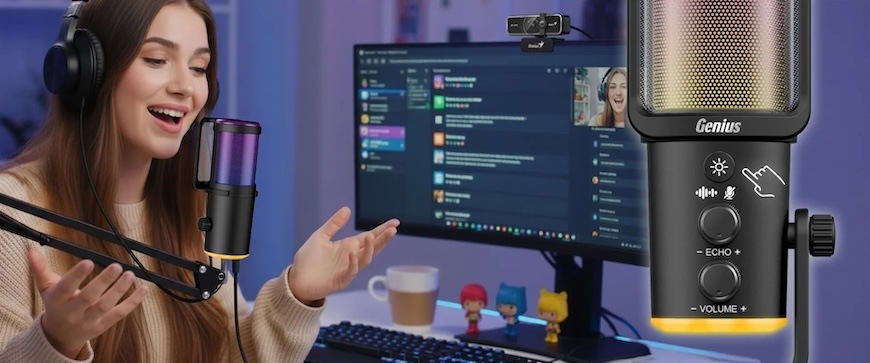 Mikrofón Genius MIC-S400U čierny Mikrofón podporuje pripojenie cez USB-A aj USB-C
