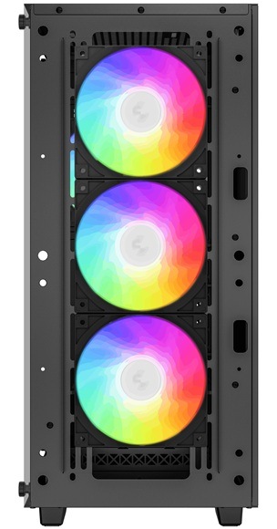 Case DeepCool CC560 ARGB V2 čierna Detail obrázku PC skrine s podsvietením.
