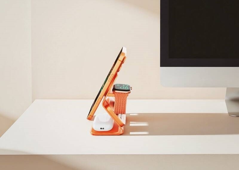 Bezdrôtová nabíjačka Cubenest SQ314 Qi2.2 3v1 s MagSafe oranžová Bezdrôtová nabíjačka Cubenest SQ314 Qi2.2 3v1 s MagSafe oranžová
