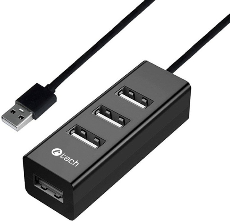 USB Hub C-Tech 4x USB 2.0 - čierny