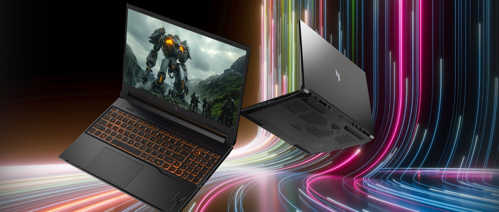 Notebook Acer Nitro V 16 (ANV16-72-72GC) čierny Notebooky Acer Nitro V 16 (ANV16-72-72GC) na farebnom pozadí