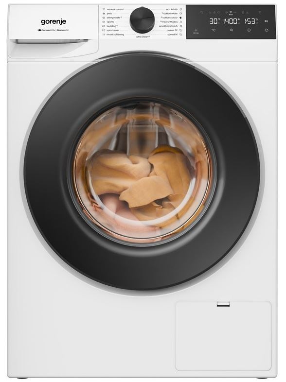 práčka Gorenje WG484A31 UltraClean v bielej farbe, pohľad spredu