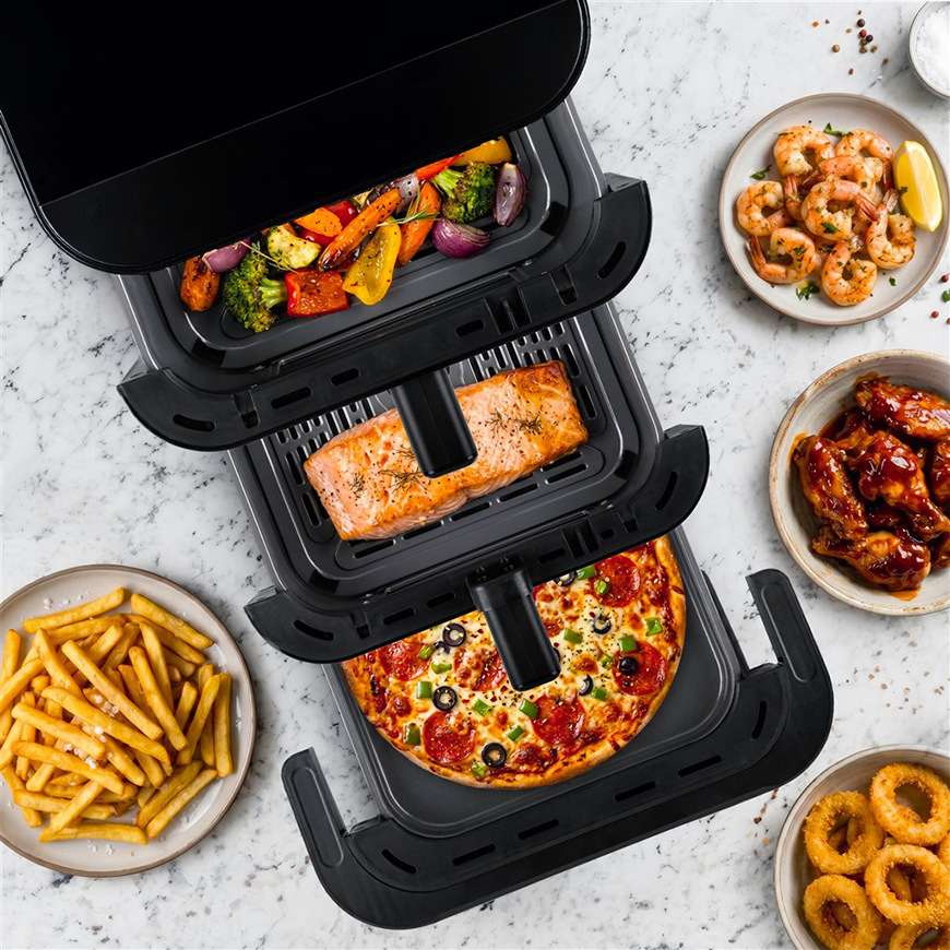 Fritéza teplovzdušná Tesla AirCook TrioZone Q636 XXL čierna Fritéza horkovzdušná Tesla AirCook TrioZone Q636 XXL