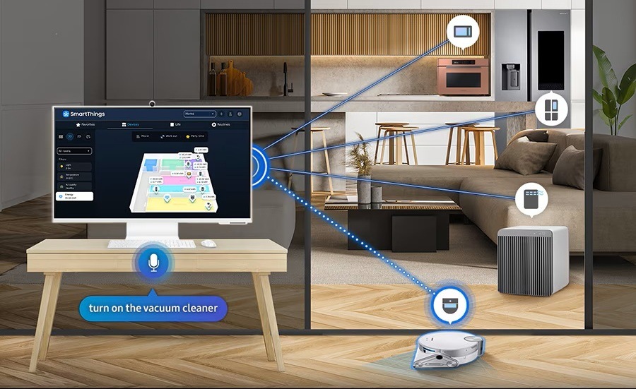 Z jedného miesta na monitore Samsung Smart Monitor M8 môžete ovládať všetky pripojené inteligentné zariadenia