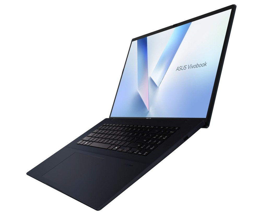 Otvorený a zapnutý notebook Asus Vivobook 18″ width=