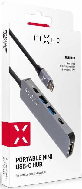 USB Hub FIXED 5v1 USB-C Mini pre notebooky a tablety sivý USB Hub FIXED 5v1 USB-C Mini pre notebooky a tablety sivý