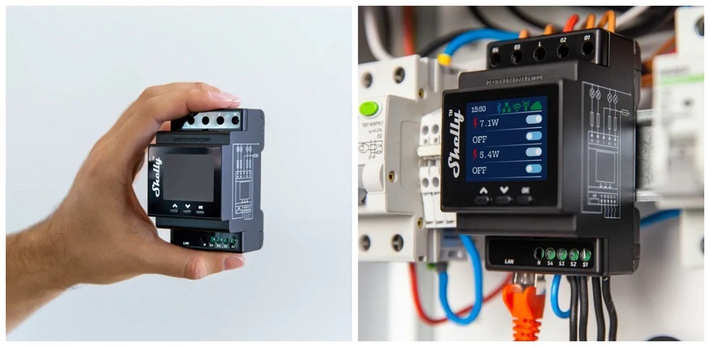 Modul Shelly Pro 4PM, 4násobný spínací modul na DIN lištu, WiFi Shelly Pro 4PM