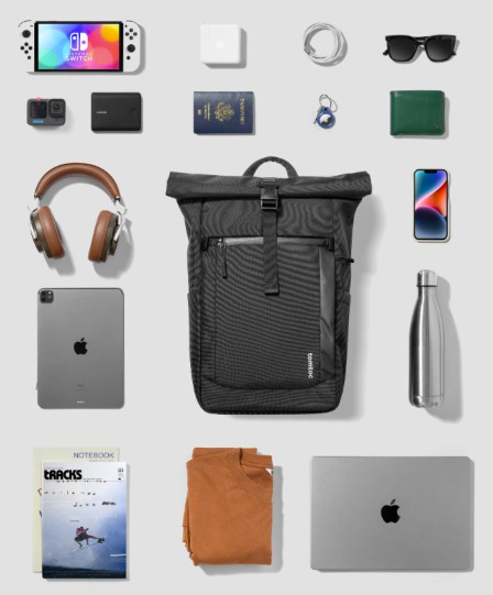 Batoh na notebook tomtoc Navigator - T61 Rolltop Backpack L - čierny