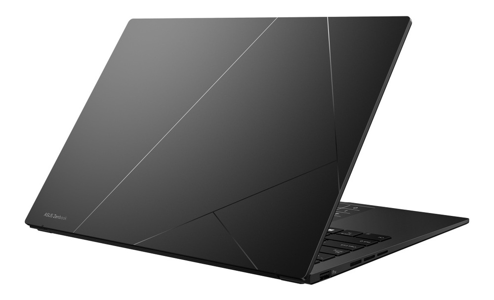 Notebook Asus Zenbook 14 OLED čierny Pootvorený notebook Asus Zenbook 14 zozadu