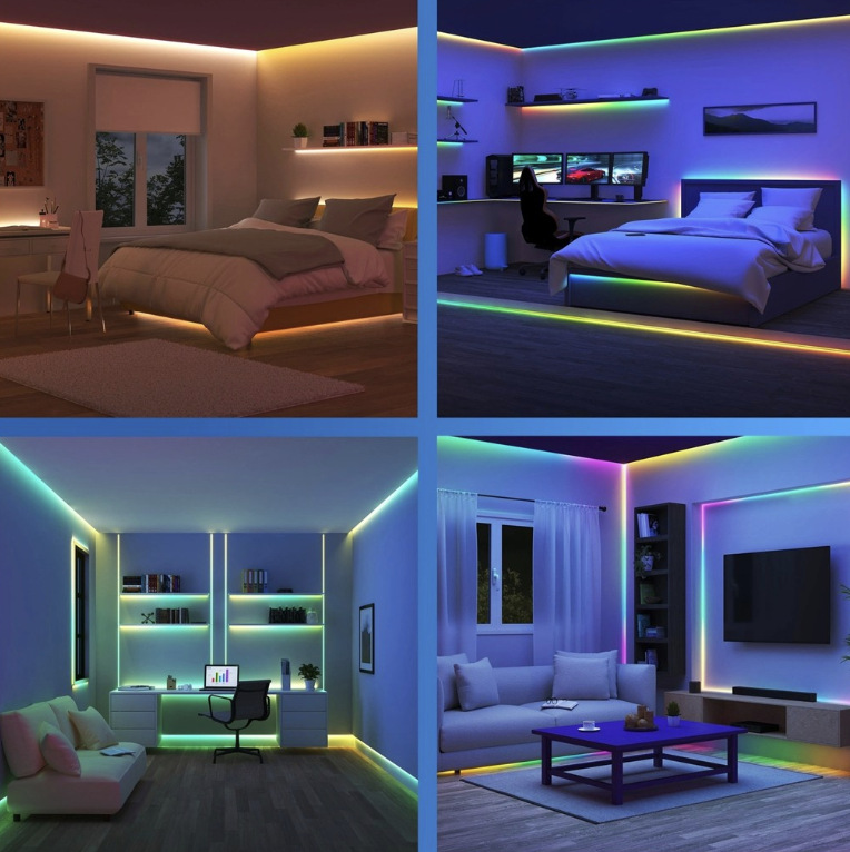 LED pásik Philips Smart LED RGBIC LEDstrip 10m(5+5) Type-C biely Viacfarebné osvetlenie RGBIC v spálni, pracovni, obývacej izbe a hernom kútiku