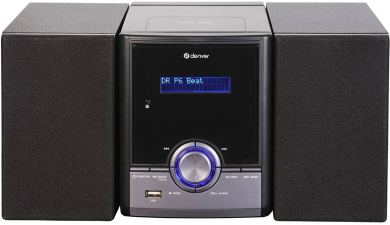 Mikrosystém Denver MDA-285 DAB+ s Bluetooth, CD prehrávačom a externými reproduktormi čierny