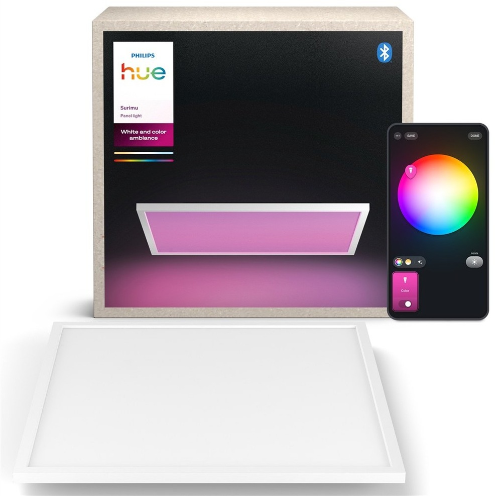 LED stropné svietidlo Philips Surimu Hue Panel, 60W, 60x60 cm, White and Color Ambiance biele Svietidlo Philips Surimu Hue, originálna krabica a diaľkový ovládač