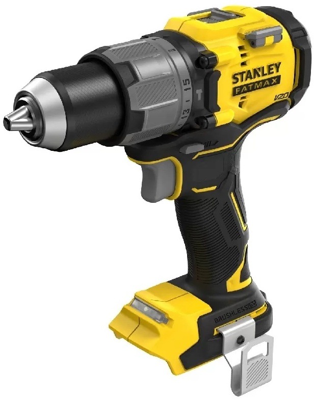 Bočný pohľad na aku vŕtačku Stanley FatMax.