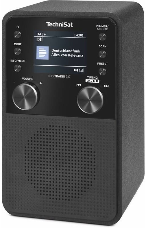 Čierny digitálny rádio TechniSat DIGITRADIO 317 BT v kompaktnom vertikálnom prevedení