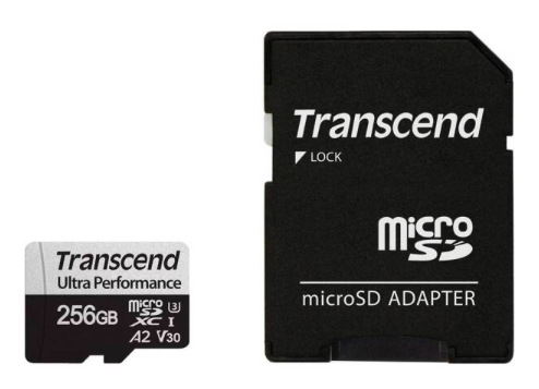 Pamäťová karta Transcend 340S microSDXC 256GB UHS-I U3 V30 A2 (160R/125W) + adapter