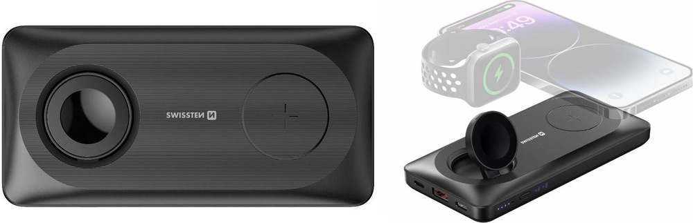 Powerbank Swissten 10 000 mAh, 2v1 Apple Watch a MagSafe čierny Swissten 22013973