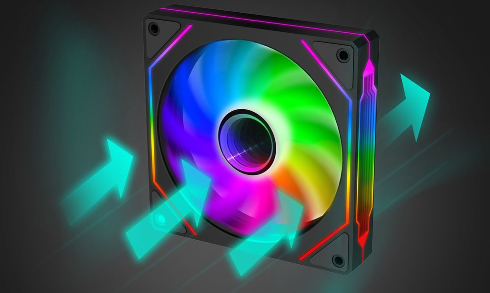 Case Evolveo Scorpio čierna QuintFlow chladenie s 4 ARGB ventilátormi zaisťuje silný airflow, tichý chod a výrazný svetelný efekt
