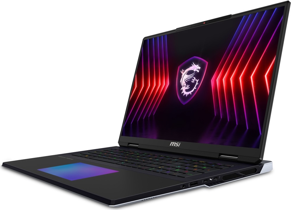 Notebook MSI Titan 18 HX A2WJ-1286CZ čierny Herný notebook MSI Titan 18 HX s RGB klávesnicou a veľkým displejom pripravený na náročné hranie aj prácu