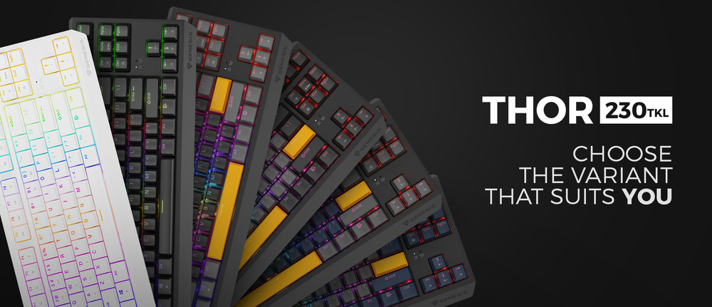 Klávesnica Genesis THOR 230, TKL, RGB, Outemu Red, US layout, šedo-čierna Genesis THOR 230 TKL RGB Outemu Red US (NKG-2082) Anchor Gray Negative