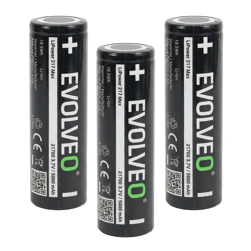 Nabíjacia batéria Evolveo 21700, 3.7 V, 5000 mAh, 3 ks čierna