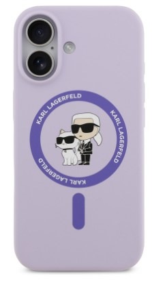 Kryt na mobil Karl Lagerfeld Liquid Silicone Karl and Choupette MagSafe na Apple iPhone 17 fialový