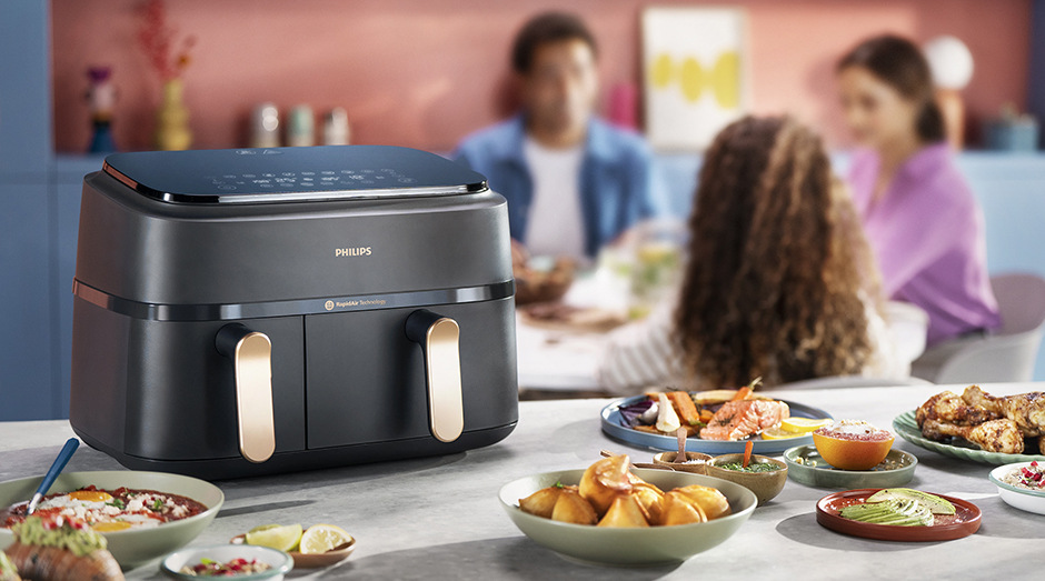 Fritéza teplovzdušná Philips Airfryer Dual Basket 9 l, NA352/00 čierna