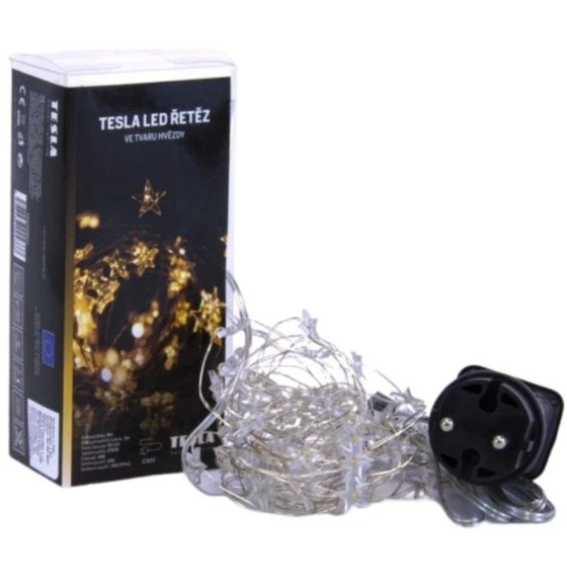 Vianočné osvetlenie Tesla Lightning dekoratívne nano reťaz hviezda, 50 LED, 5m + 3m kábel, 230V, časovač, IP44