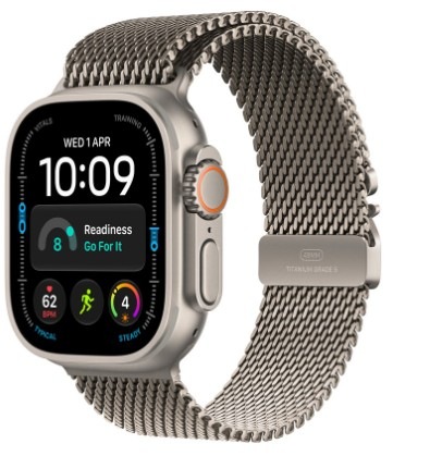 Chytré hodinky Apple Watch Ultra 4 GPS + Cellular 49 mm prírodný titán, prírodný titánový milánsky ťah - M