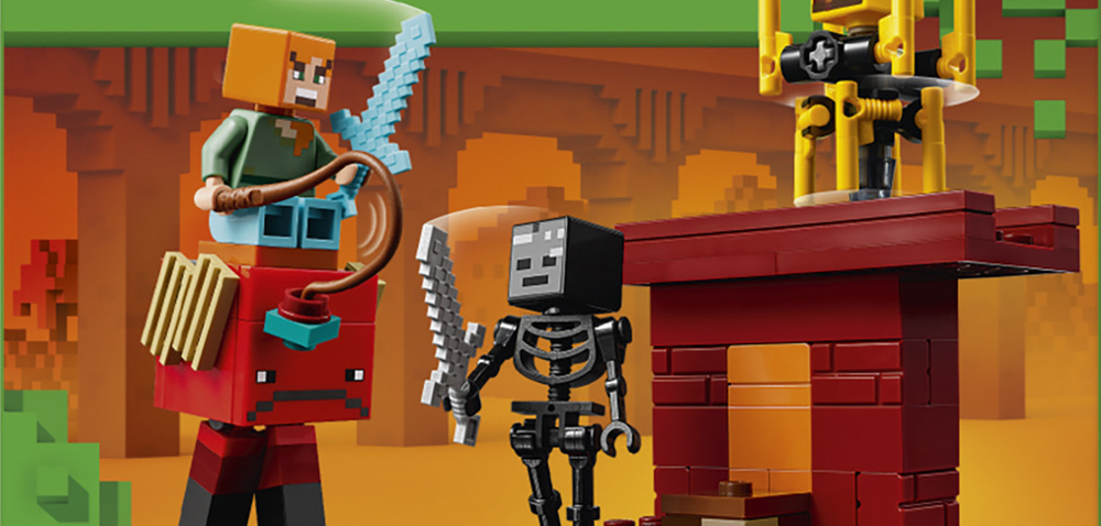 Stavebnica LEGO® Minecraft® 21266 Lávová bitva v Netheru Pohyblivé prvky a kaskádovitá láva dodávajú dobrodružstvu v Netheru poriadnu dávku napätia.
