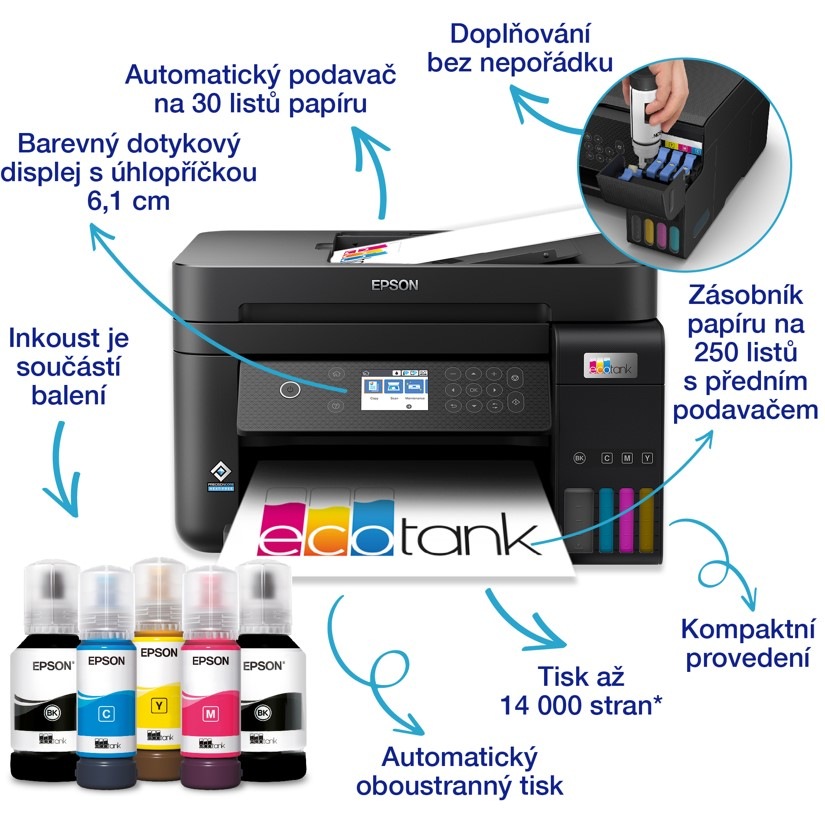 Tlačiareň multifunkčná Epson EcoTank L6270 čierna Tlačiareň multifunkčná Epson EcoTank L6270 čierna