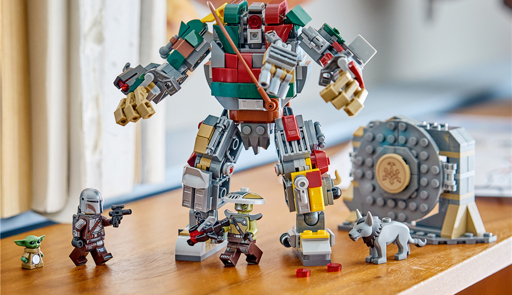 Stavebnica LEGO® Star Wars™ 75451 Súboj so strážnym droidom v paláci Hutta Mandalorian, Grogu, Embo a Keibu umožnia rozohrať súboje lovcov odmien aj vlastné príbehy.