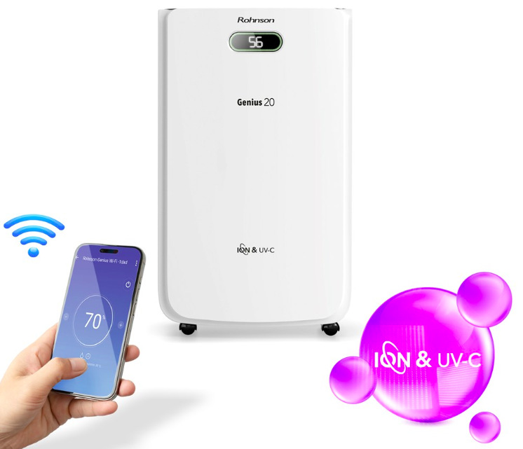 Odvlhčovač Rohnson R-95020 Genius 20 & Ion UV-C biely Odvlhčovač vzduchu Rohnson R-95020 Genius 20 & Ion UV-C