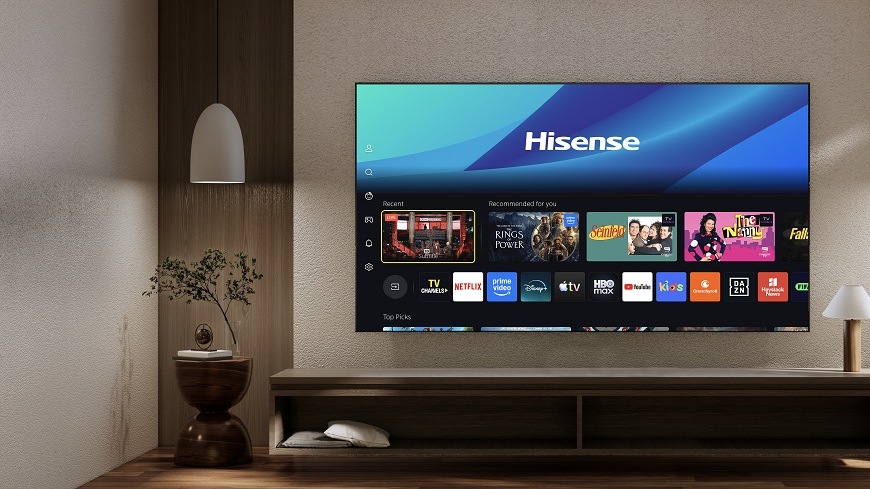 televízia Hisense 43E7S PRO a jej domovská obrazovka