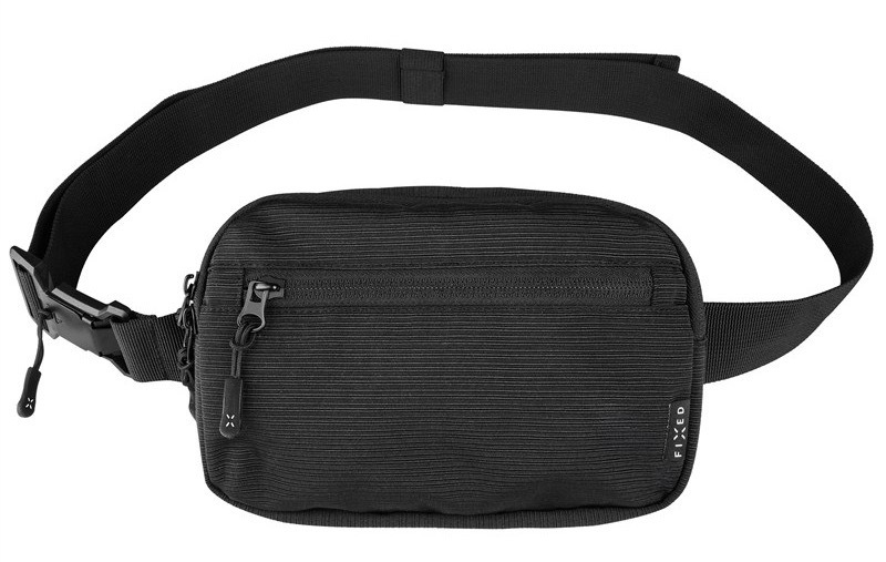Ľadvinka FIXED okolo pása aj ako crossbody s tromi vreckami, čierna farba