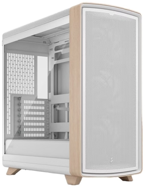 Case FRACTAL DESIGN Summit Chalk White TG Clear Tint biela Počítačová skriňa FRACTAL DESIGN Summit Chalk White TG Clear Tint v bielom prevedení so svetlým dreveným dekorom a bočnicou z tvrdeného skla