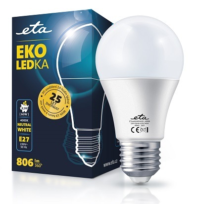 LED žiarovka ETA EKO LEDka klasik 8,5 W, E27, neutrálna biela