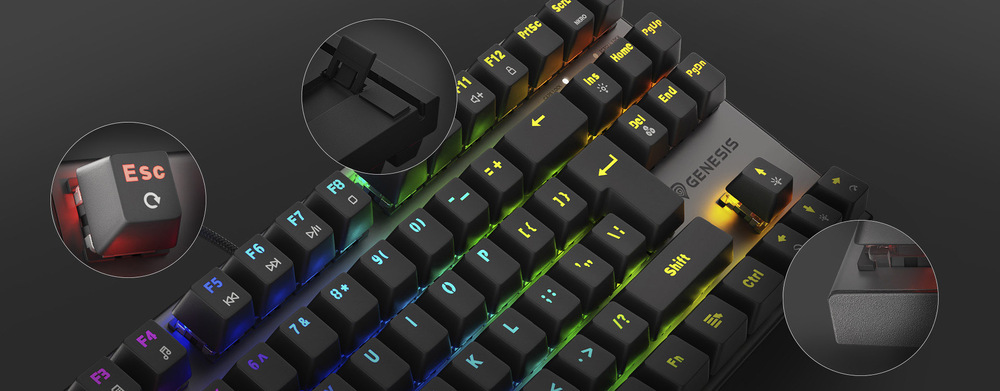 Klávesnica Genesis THOR 303, TKL, CZ/SK layout čierna Genesis THOR 303 TKL RGB Outemu Red SK/SK