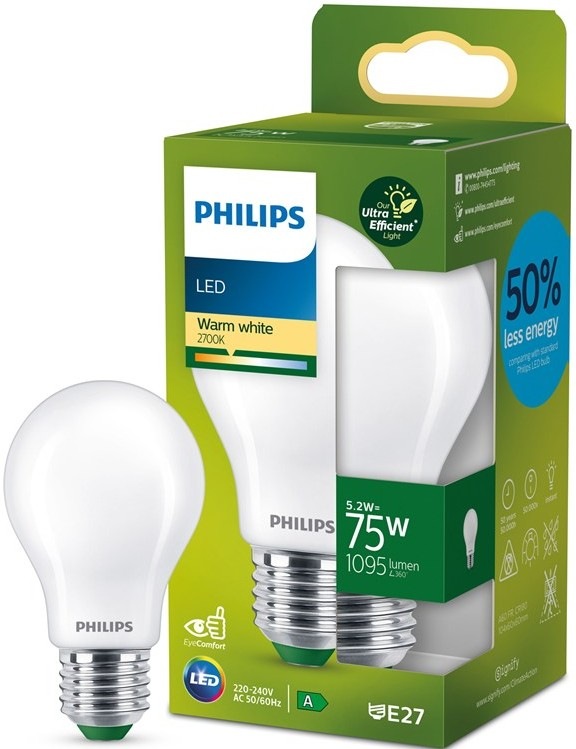 Žiarovka LED Philips 75W, A60, E27, teplá biela