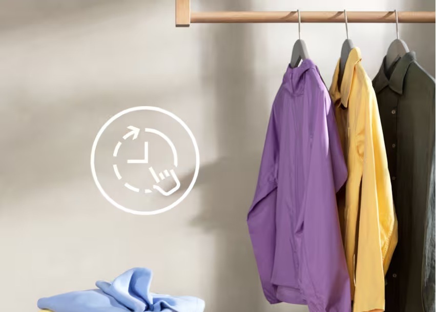Práčka Electrolux Série 600 EWS6427BC biela Košeľa na vešiaku a symbol funkcie Time Manager – hodiny s rukou
