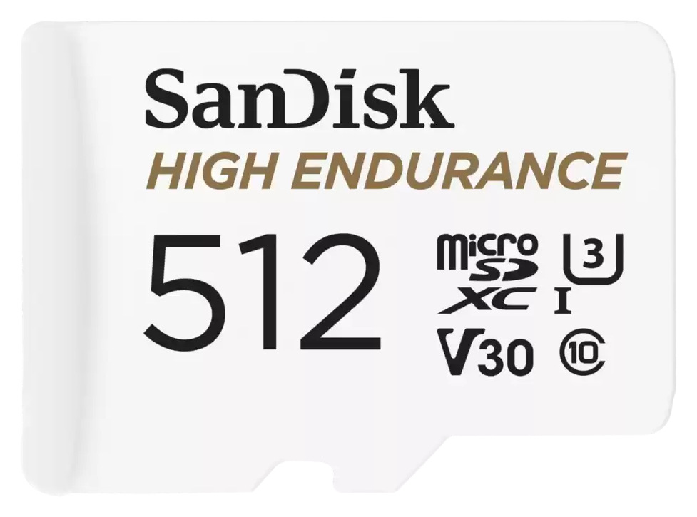 Pamäťová karta SANDISK Micro SDXC High Endurance Video 512 GB + adaptér biela Pamäťová karta SANDISK Micro SDXC High Endurance Video 512 GB + adaptér biela