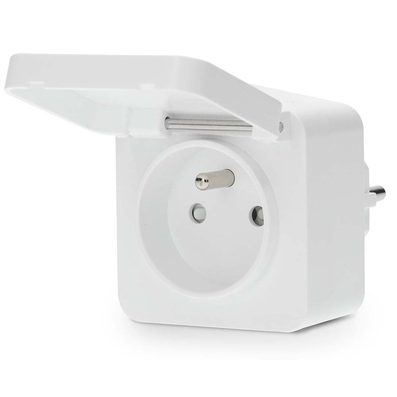 Inteligentná zásuvka Nedis SmartLife, merač spotreby, diaľkovo ovládateľná, Zigbee 3.0, IP44, 3680 W biela