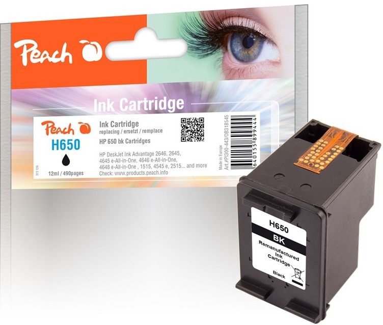 Čierna atramentová náplň Peach HP 650 s výťažnosťou 490 strán