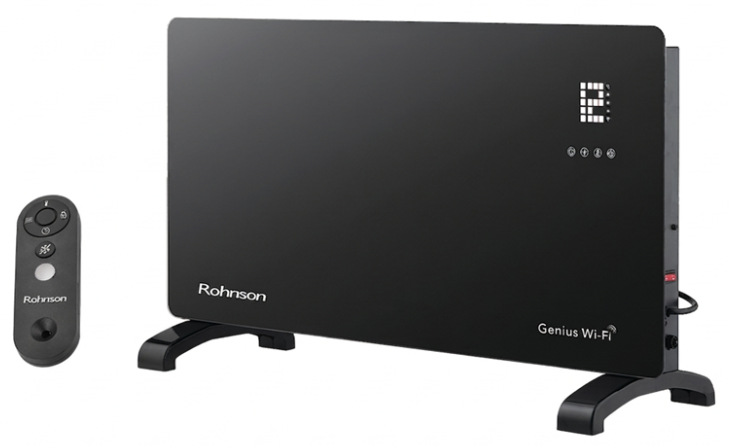 Teplovzdušný konvektor Rohnson R-040 Genius Wi-Fi v čiernej farbe s diaľkovým ovládačom