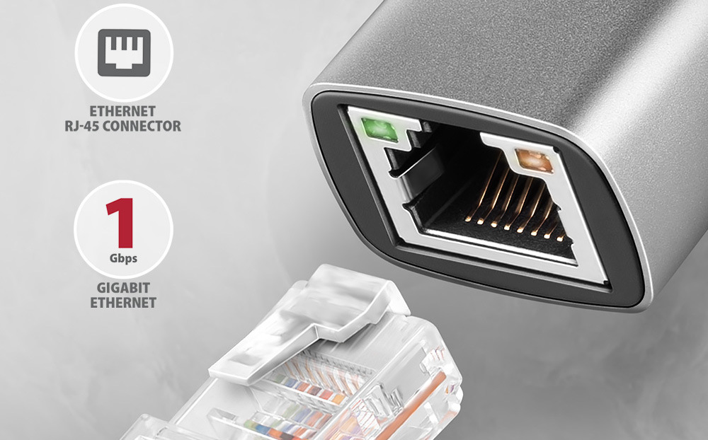 Sieťová karta Axagon USB-C 3.2 Gen 1 - Gigabit Ethernet sivá
